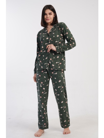 vienetta γυναικεία χειμερινή κουμπωτή πυτζάμα floral με σε προσφορά
