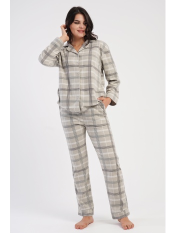 vienetta γυναικεία χειμερινή fleece πυτζάμα κουμπωτή σε προσφορά