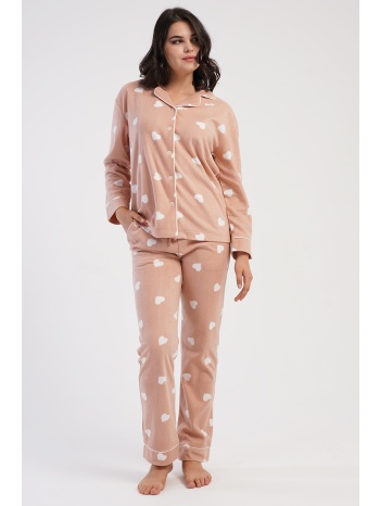 vienetta γυναικεία χειμερινή fleece πυτζάμα κουμπωτή σε προσφορά