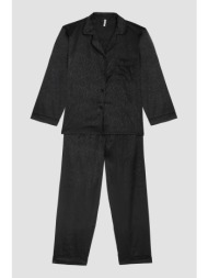 minerva γυναικεία χειμερινή κουμπωτή σατέν πυτζάμα `zebra`-52805-45