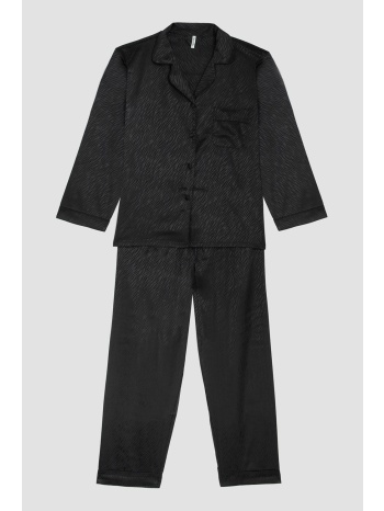 minerva γυναικεία χειμερινή κουμπωτή σατέν πυτζάμα σε προσφορά