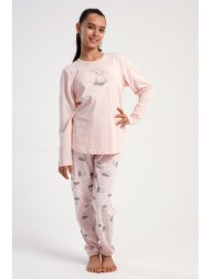 vienetta kids εφηβική χειμερινή βαμβακερή πυτζάμα με τύπωμα για κορίτσι (7-14ετών)-503072