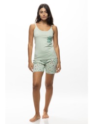 γυναικεία καλοκαιρινή βαμβακερή πυτζάμα `make good times` με σορτσάκι και λεπτή τιράντα-4402