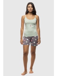 γυναικεία καλοκαιρινή βαμβακερή πυτζάμα με σορτσάκι και λεπτή τιράντα-4405