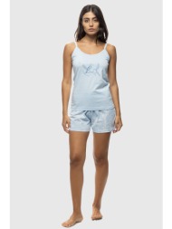 γυναικεία καλοκαιρινή βαμβακερή πυτζάμα με σορτσάκι και λεπτή τιράντα-6406