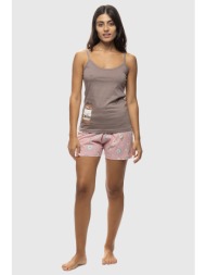 γυναικεία καλοκαιρινή βαμβακερή πυτζάμα `coffee` με σορτσάκι και λεπτή τιράντα-6400