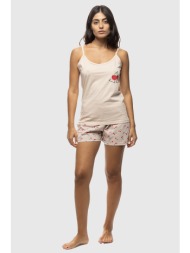 γυναικεία καλοκαιρινή βαμβακερή πυτζάμα με σορτσάκι και λεπτή τιράντα-6410