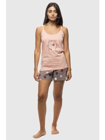 γυναικεία καλοκαιρινή βαμβακερή πυτζάμα με σορτσάκι και