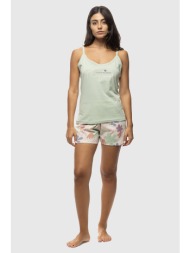 γυναικεία καλοκαιρινή πυτζάμα `love growns among flowers` με σορτσάκι και λεπτή τιράντ-6411