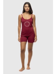 γυναικεία καλοκαιρινή βαμβακερή πυτζάμα με σορτσάκι και λεπτή τιράντα-2607a