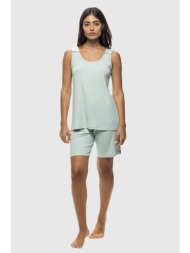 koyote γυναικεία καλοκαιρινή viscose πυτζάμα ριπ με φαρδια τιράντα και βερμούδα-κγ6409b