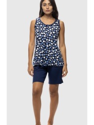 koyote γυναικεία καλοκαιρινή viscose πυτζάμα με φαρδιά τιράντα και σορτσάκι-κγ6313