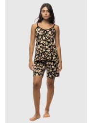 koyote γυναικεία καλοκαιρινή viscose πυτζάμα floral με λεπτή τιράντα και σορτσάκι-κγ6310a