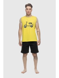 galaxy ανδρική καλοκαιρινή βαμβακερή αμάνικη πυτζάμα με σορτς-708-26