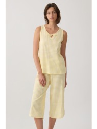 minerva γυναικεία καλοκαιρινή βαμβακερή πυτζάμα με κάπρι παντελόνι-53224-362