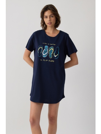 minerva γυναικείο βαμβακερό νυχτικό κοντομάνικο boyfriend σε προσφορά