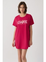 minerva γυναικείο βαμβακερό νυχτικό κοντομάνικο boyfriend t-shirt dress-53246-519