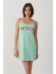 minerva γυναικείο βαμβακερό νυχτικό με λεπτή τιράντα `tropical`-53257-242