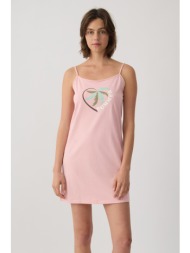 minerva γυναικείο βαμβακερό νυχτικό με λεπτή τιράντα `tropical`-53257-371