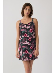 minerva γυναικείο βαμβακερό νυχτικό με λεπτή τιράντα `exotic floral`-53252-368