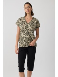 minerva γυναικεία καλοκαιρινή πυτζάμα με v λαιμόκοψη και κάπρι παντελόνι από tencel™ modal ύφασμα-53