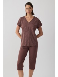 minerva γυναικεία καλοκαιρινή πυτζάμα με v λαιμόκοψη και κάπρι παντελόνι από tencel™ modal ύφασμα-53