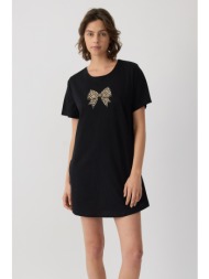 minerva γυναικείο βαμβακερό νυχτικό κοντομάνικο boyfriend t-shirt dress-53246-45