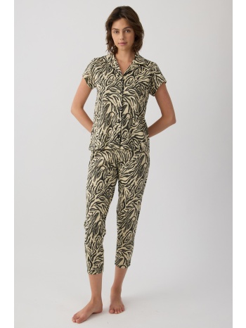 minerva γυναικεία καλοκαιρινή κουμπωτή πυτζάμα με κάπρι σε προσφορά