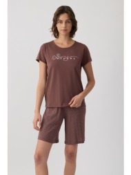 minerva γυναικεία καλοκαιρινή κοντομάνικη πυτζάμα με βερμούδα σορτς απο tencel™ modal ύφασμα-53276-2