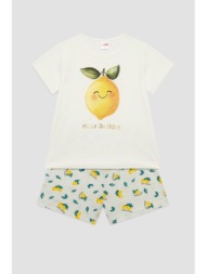 minerva εφηβική καλοκαιρινή βαμβακερή πυτζάμα για κορίτσια `lemon` (12-16ετών)-62487-02a