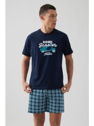minerva ανδρική κοντομάνικη βαμβακερή πυτζάμα με σορτς `scooter`-71321-200