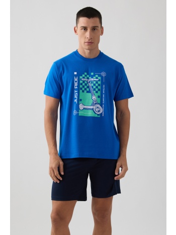 minerva ανδρική κοντομάνικη βαμβακερή πυτζάμα με σορτς σε προσφορά