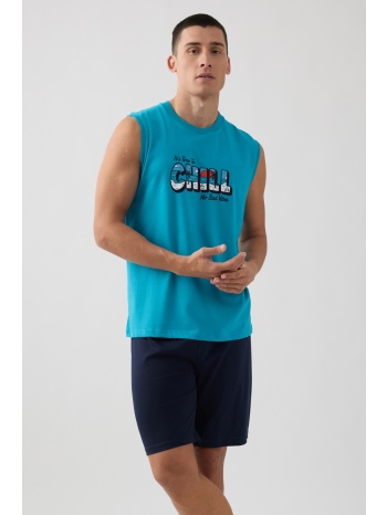 minerva ανδρική αμάνικη καλοκαιρινή βαμβακερή πυτζάμα με σε προσφορά