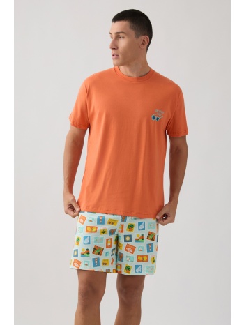 minerva ανδρική κοντομάνικη βαμβακερή πυτζάμα με σορτς σε προσφορά
