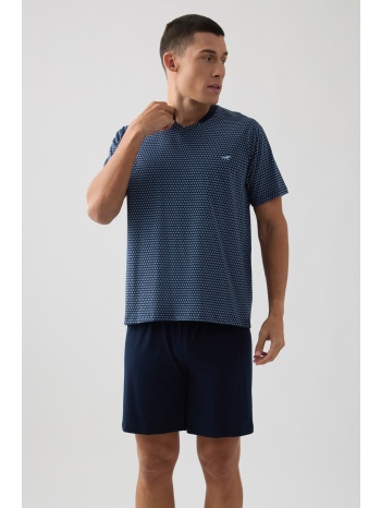 minerva ανδρική κοντομάνικη βαμβακερή πυτζάμα με v σε προσφορά