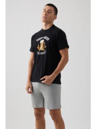 minerva ανδρική κοντομάνικη βαμβακερή πυτζάμα με σορτς yoga & beer-71341-45