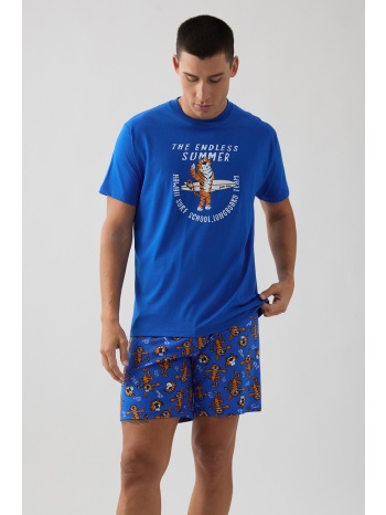 minerva ανδρική κοντομάνικη βαμβακερή πυτζάμα με σορτς σε προσφορά