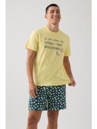 minerva ανδρική κοντομάνικη βαμβακερή πυτζάμα με σορτς-71329-323