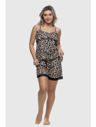 galaxy γυναικεία καλοκαιρινή βαμβακερή πυτζάμα με λεπτή τιράντα και σορτς-620-26