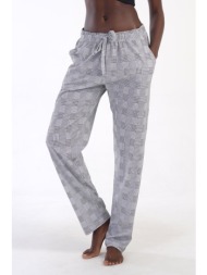 vienetta γυναικείο βαμβακερό παντελόνι καρό plus size (1xl-4xl)-403202