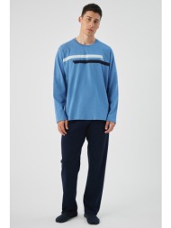 minerva ανδρική χειμερινή βαμβακερή πυτζάμα `stripes`-71468-71