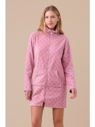 noidinotte γυναικεία ρόμπα πολυτελείας καρό fleece με φερμουάρ-ge3001