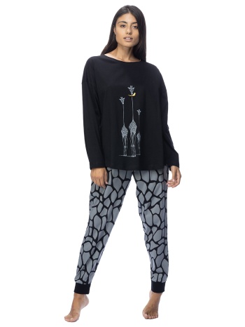 vienetta γυναικεία βαμβακερή πυτζάμα `giraffes` plus size σε προσφορά