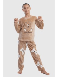 vienettakids παιδική μπουκλέ πυτζάμα για κορίτσια με κεντητή στάμπα `enjoy yourself` (7-14ετών)-4031