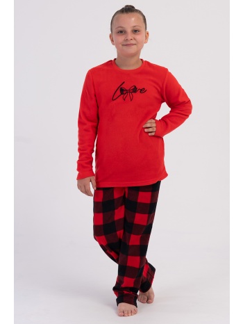 vienetta kids εφηβική χειμερινή fleece πυτζάμα με καρό σε προσφορά
