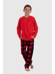 vienetta kids εφηβική χειμερινή fleece πυτζάμα με καρό παντελόνι για αγόρι (9-16 ετών)-161931