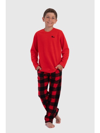 vienetta kids εφηβική χειμερινή fleece πυτζάμα με καρό σε προσφορά