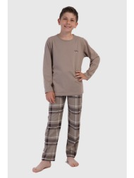 vienetta kids εφηβική χειμερινή βαμβακερή πυτζάμα με καρό παντελόνι (9-16 ετών)-161983