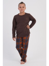 vienetta kids εφηβική χειμερινή βαμβακερή πυτζάμα με καρό παντελόνι για κορίτσι (9-16 ετών)-161980