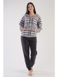 vienetta γυναικείο χειμερινό fleece homewear με κουκούλα-303032